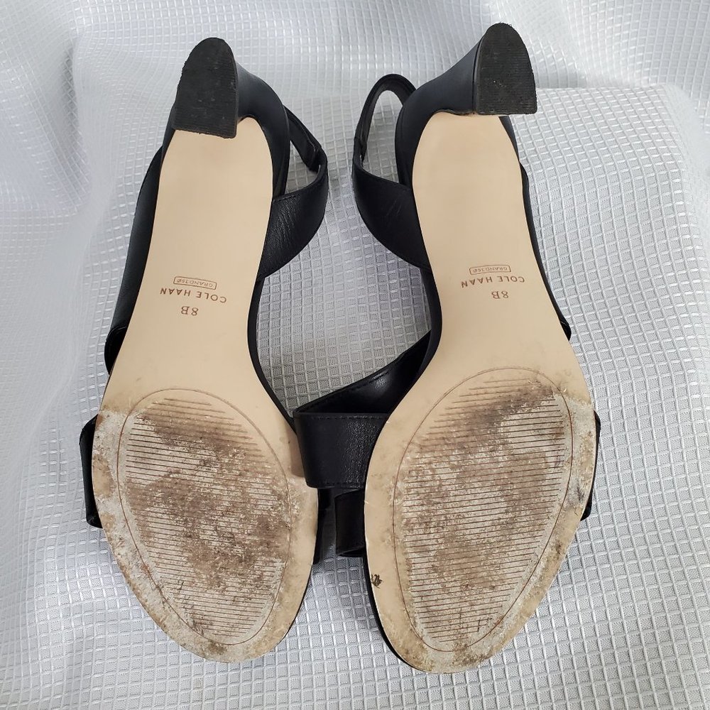 Cole Haan Amalia Size 8 8B Shoes Leather Slingback Strappy Sandals Heels Black - Picture 6 of 8